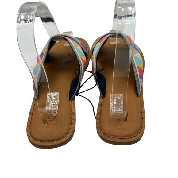 Toms Womens Viv Sandals Geometric Colorful Canvas Slides Cross Straps - Picture 3 of 5
